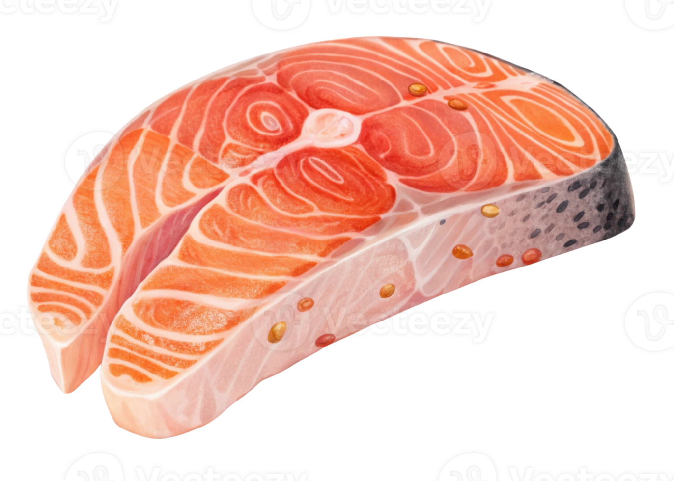 Salmon steak with fresh orange and pink flesh showing natural texture and marbling perfect for cooking or grilling delicious salmon meals png