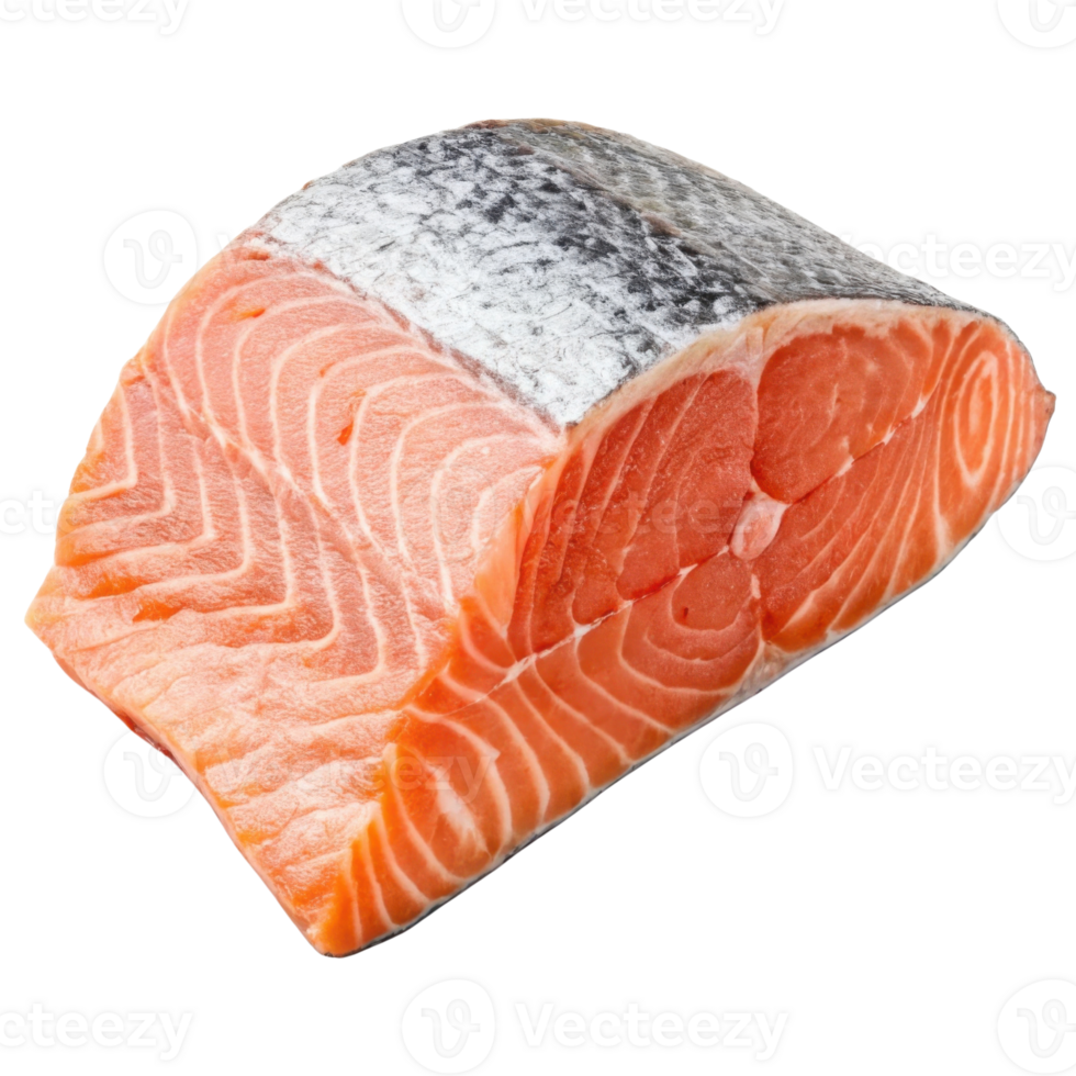 Fresh salmon fillet with skin showing vibrant orange color and natural texture perfect for healthy cooking and delicious meals png
