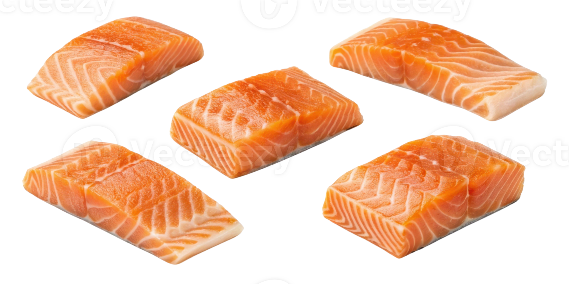 Fresh salmon fillet pieces with vibrant orange color and smooth texture perfect for cooking or sushi preparation png
