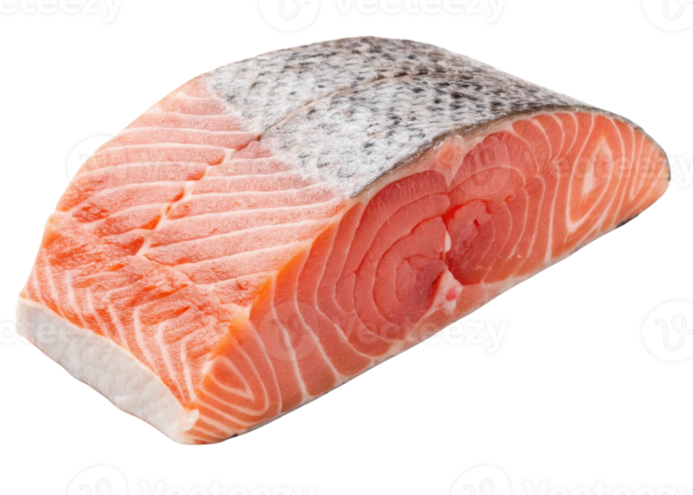 Fresh salmon fillet with skin showing vibrant pink flesh and natural texture perfect for cooking or grilling png