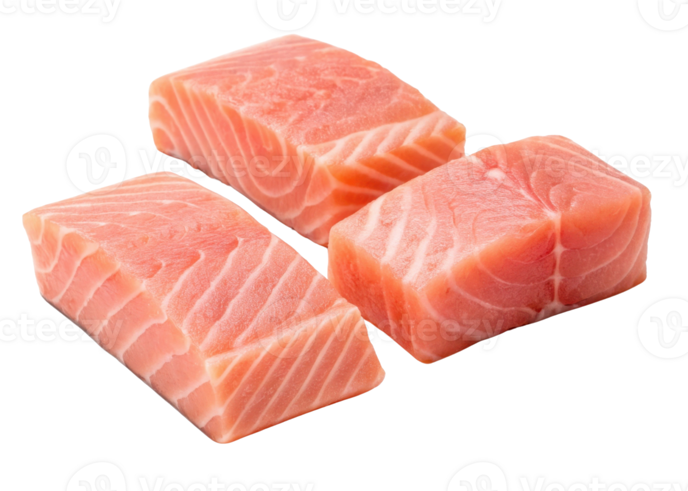 Fresh salmon fillet pieces with vibrant pink color and smooth texture perfect for cooking delicious meals png