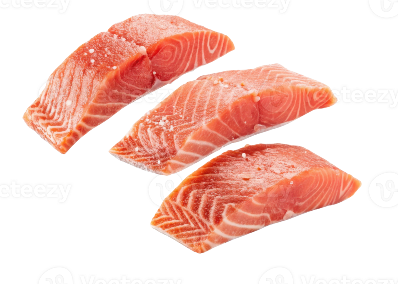 Frozen salmon fillet pieces with natural texture and fresh appearance perfect for healthy cooking and delicious meals png