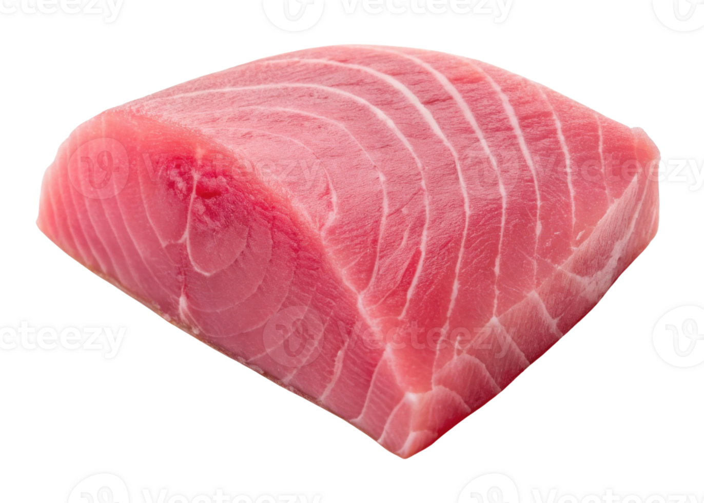 Fresh tuna meat piece isolated on transparency background with vibrant pink color and smooth texture perfect for cooking or sushi preparation png