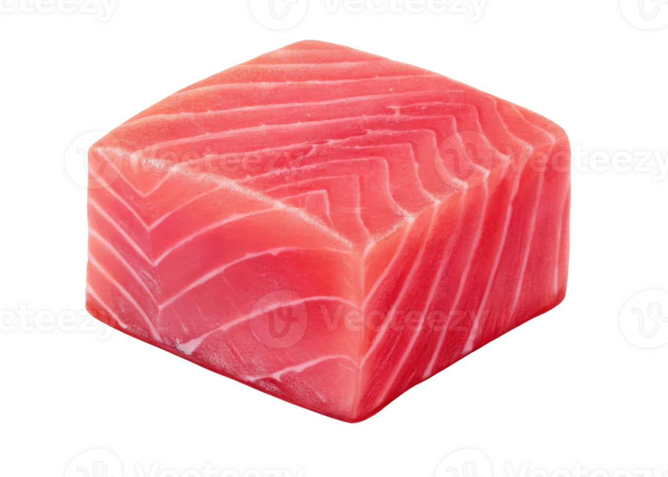 Fresh tuna cube with vibrant red color and natural texture perfect for sushi or sashimi dishes that delight senses png