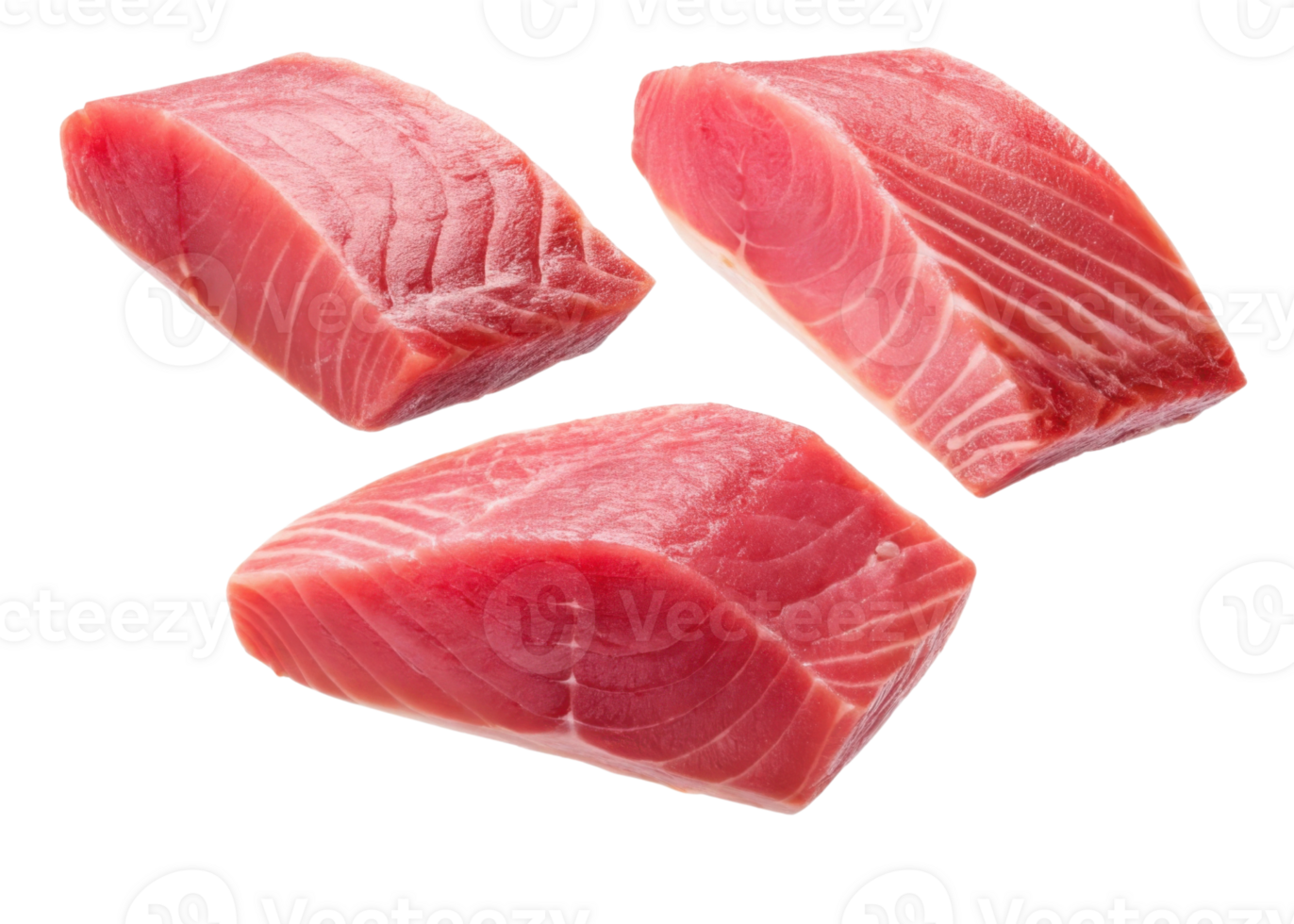 Fresh tuna pieces with vibrant red color and smooth texture perfect for cooking or sushi dishes offering delicious and healthy meal option png