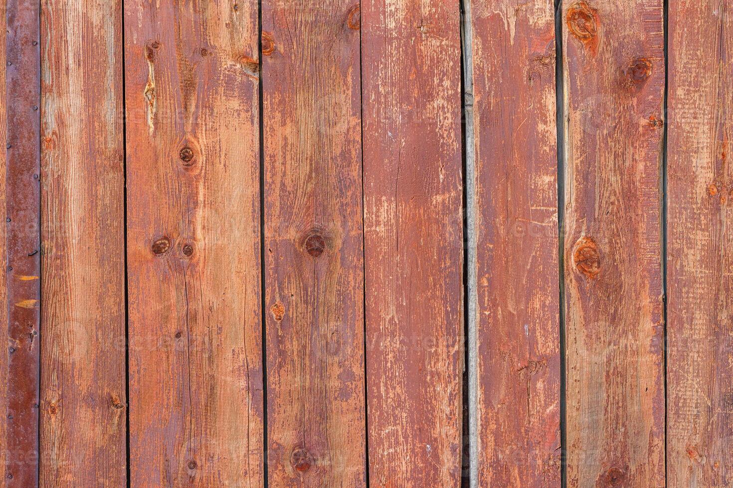 Old Weathered Red Wooden Fence Texture photo