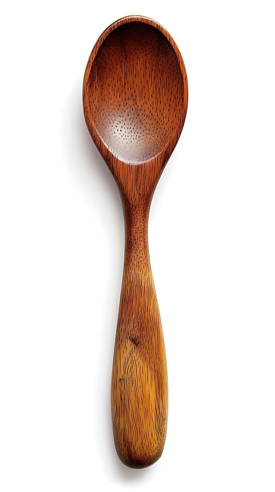 Wooden Spoon on White Background with Clipping Path, Top View photo