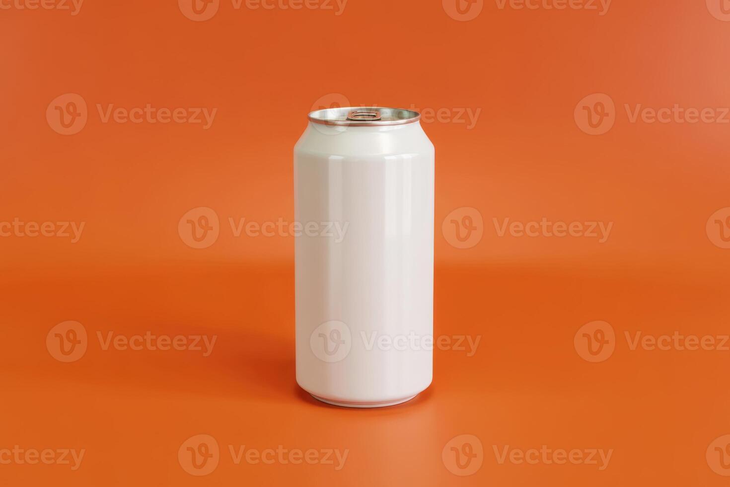 Plain White Metal Container Against Vibrant Orange Background Creating Minimalist Contrast photo
