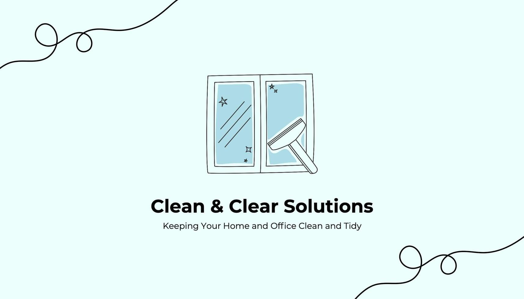 blue minimalist cleaning service business card horizontal template