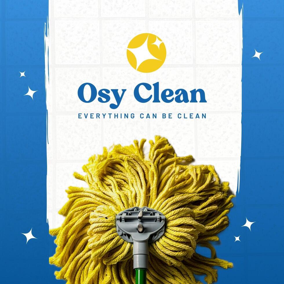 Blue yellow Cleaning Service Business Cards Square Version Template