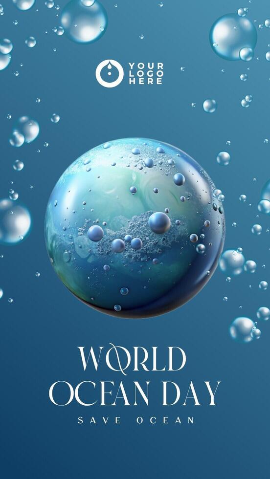 Blue Simple World Ocean Day Instragram Story Template