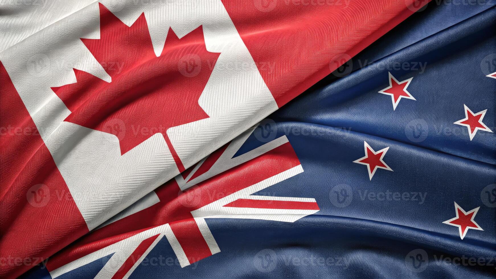 Canada and New Zealand Flags Merged in a Symbolic International Display photo