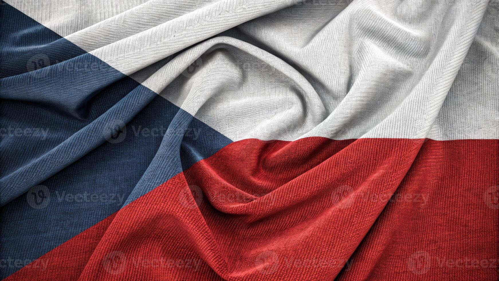 Czech Republic Flag Waving Textured Fabric with Vibrant Colors photo