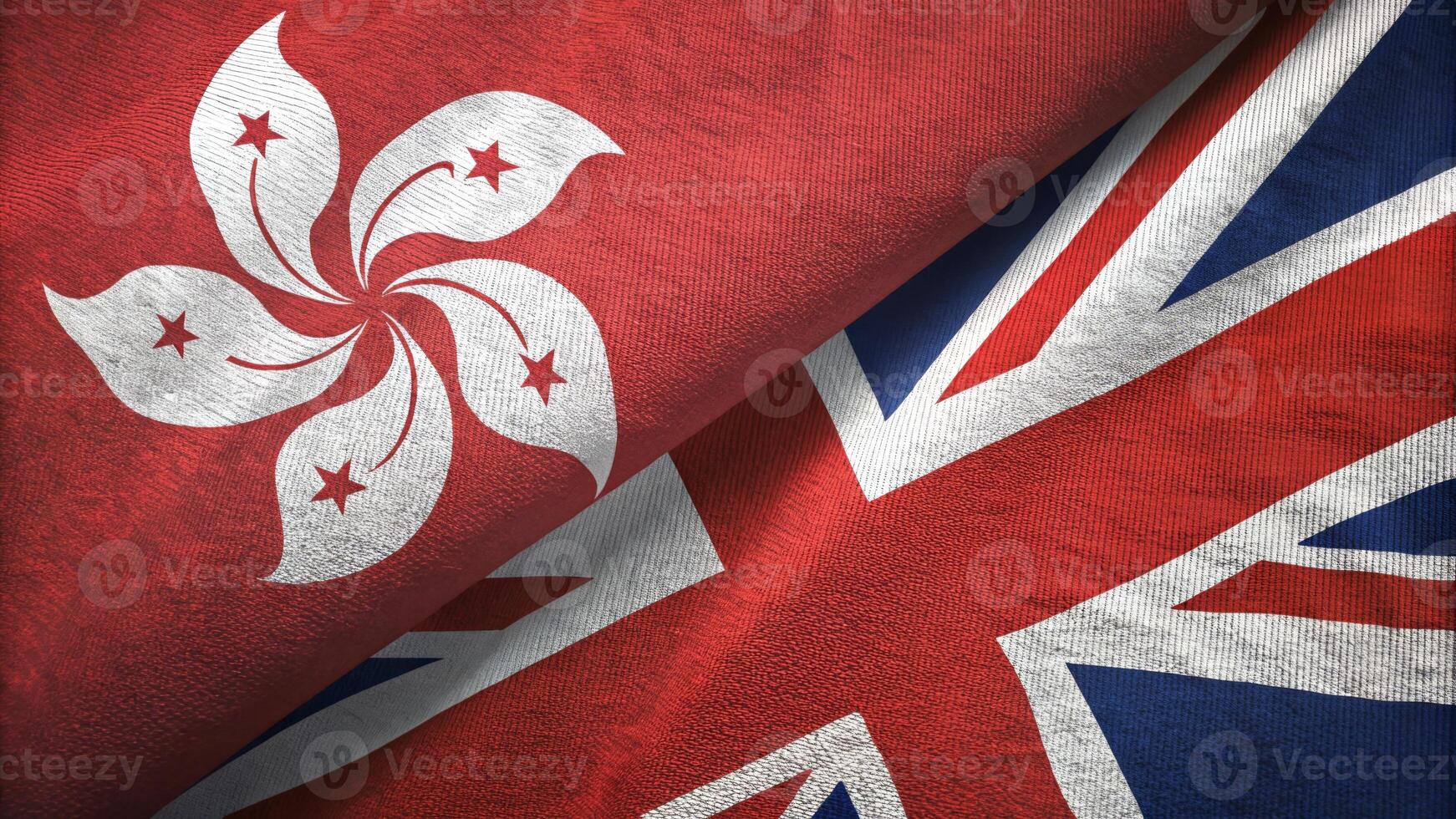 Flags of Hong Kong and United Kingdom in Symbolic Harmony photo