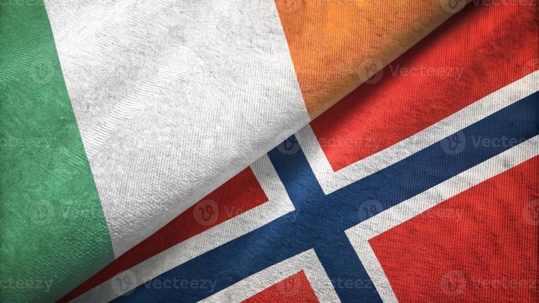 Flags of Ireland and Norway Draped Side by Side in Symbolic Unity photo