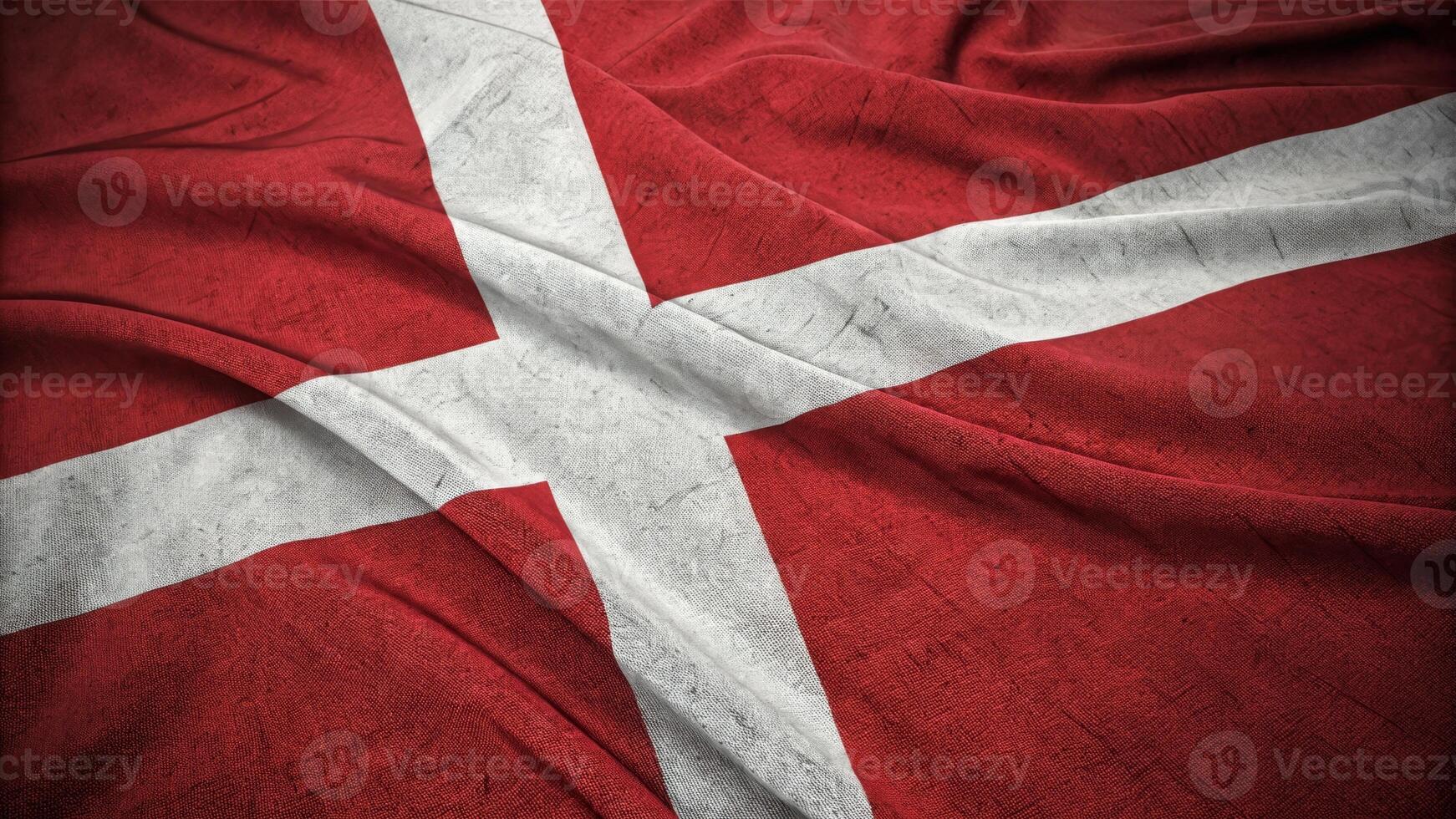 Close-Up of the Denmark Flag with Fabric Texture Displayed photo