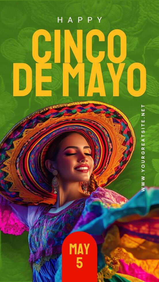 Green Cinco De Mayo Greeting Instagram Story template