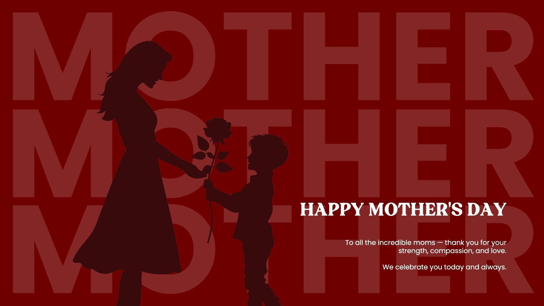 Red Simple Illustration Happy Mother's Day Twitter Post template