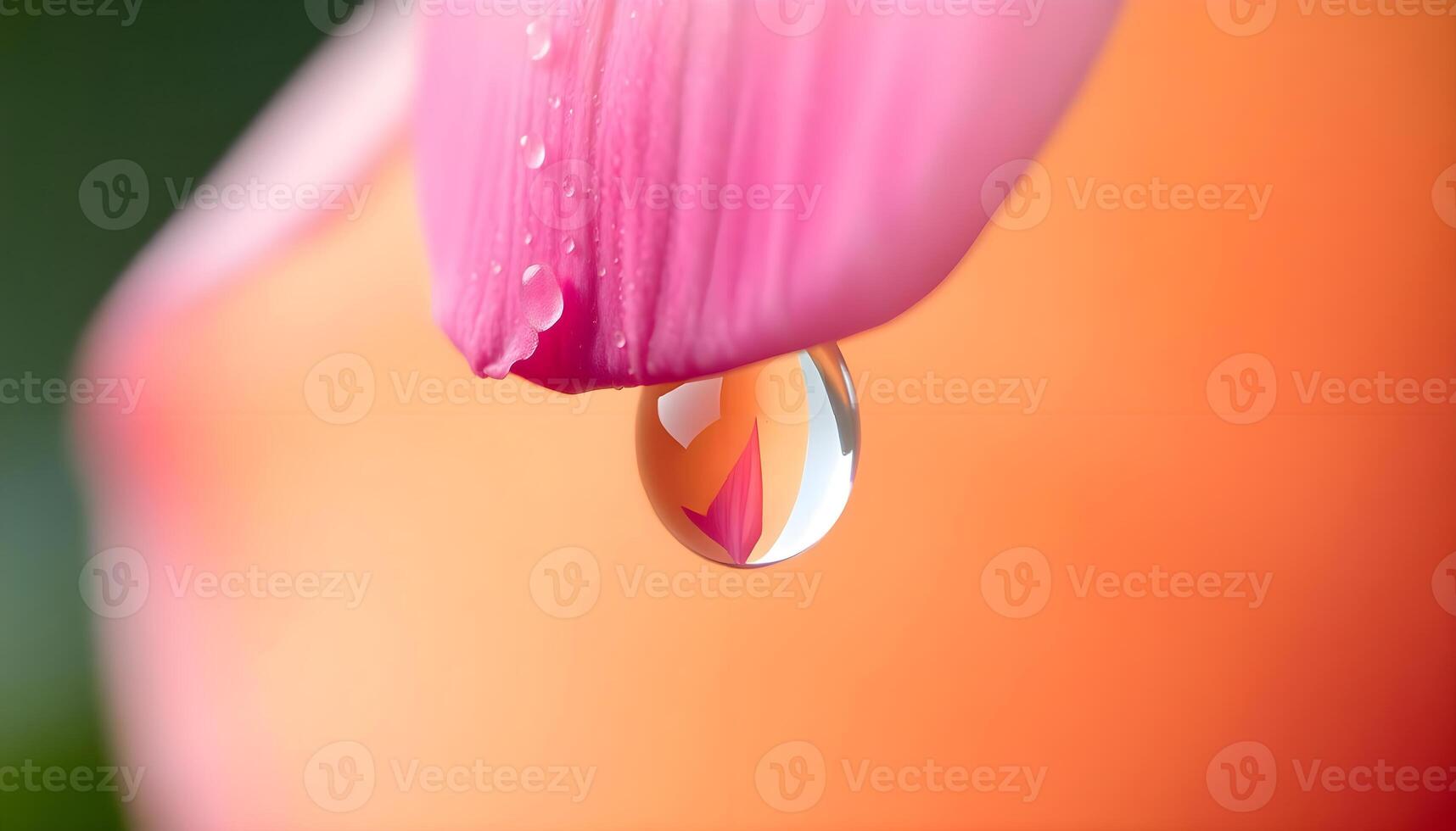A drop of water on a pink flower photo