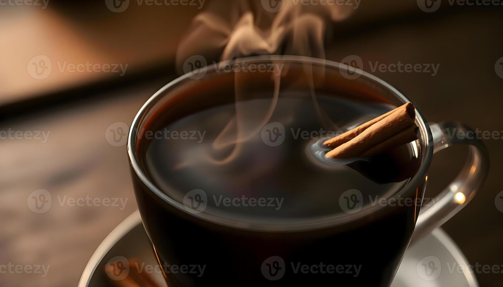 Cinnamon spice in coffee photo
