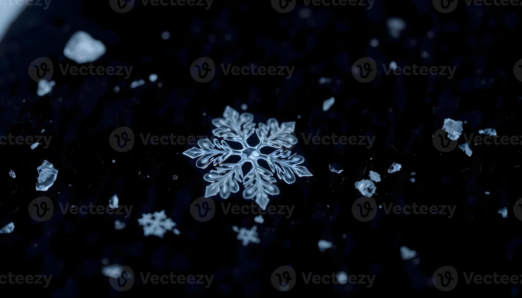 Snowflake on black background photo