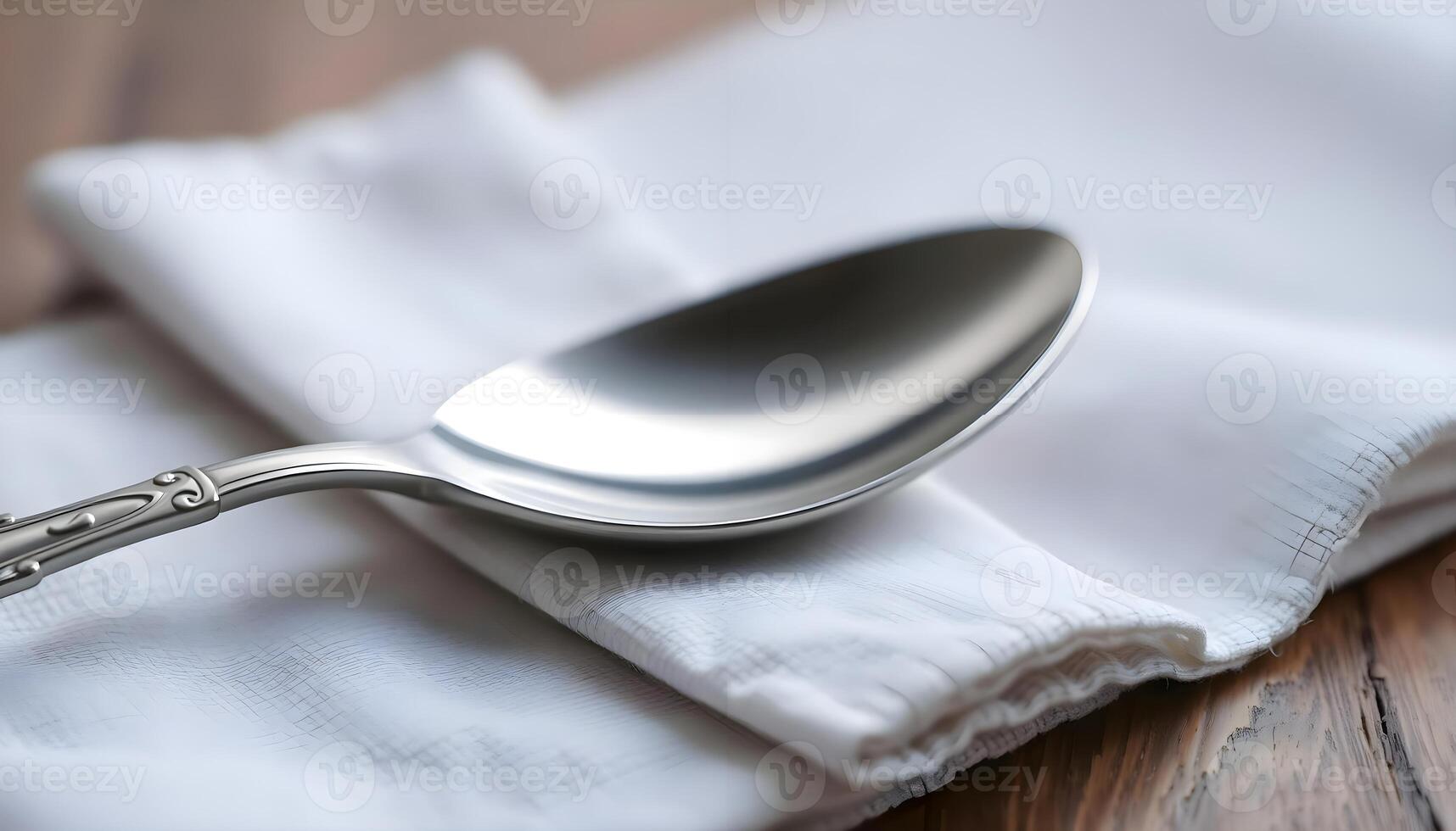 A silver spoon on a napkin photo