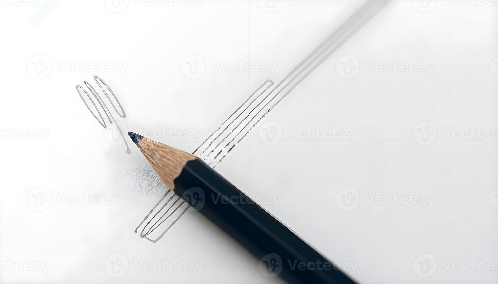 A pencil is drawing a line on a piece of paper photo