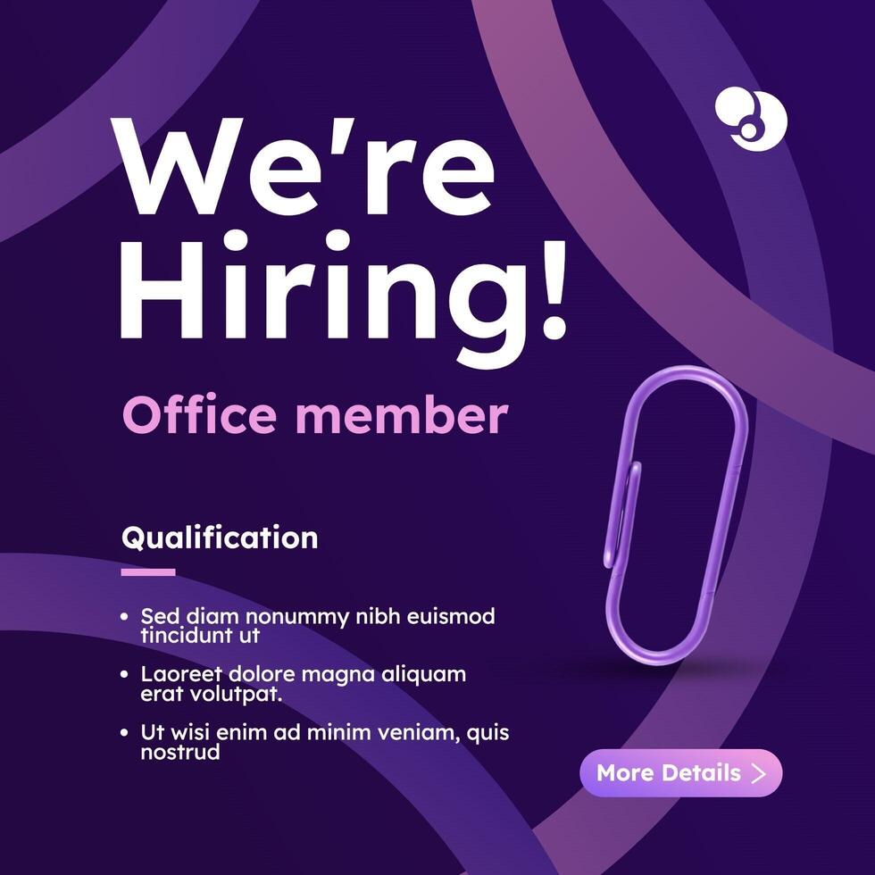 Purple Announcements Hiring Linkedin Post Template