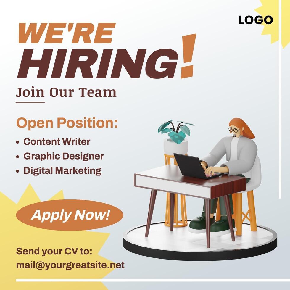 Minimalist Hiring Linkedin Post template