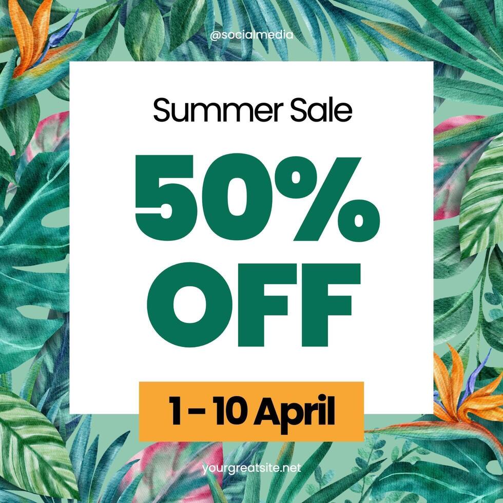 green orang summer sale instagram post template