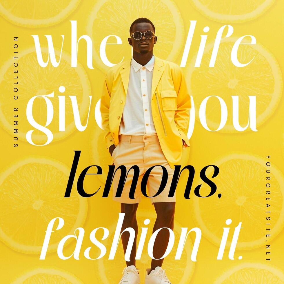 Summer Lemon Yellow Fashion for Instagram Post template