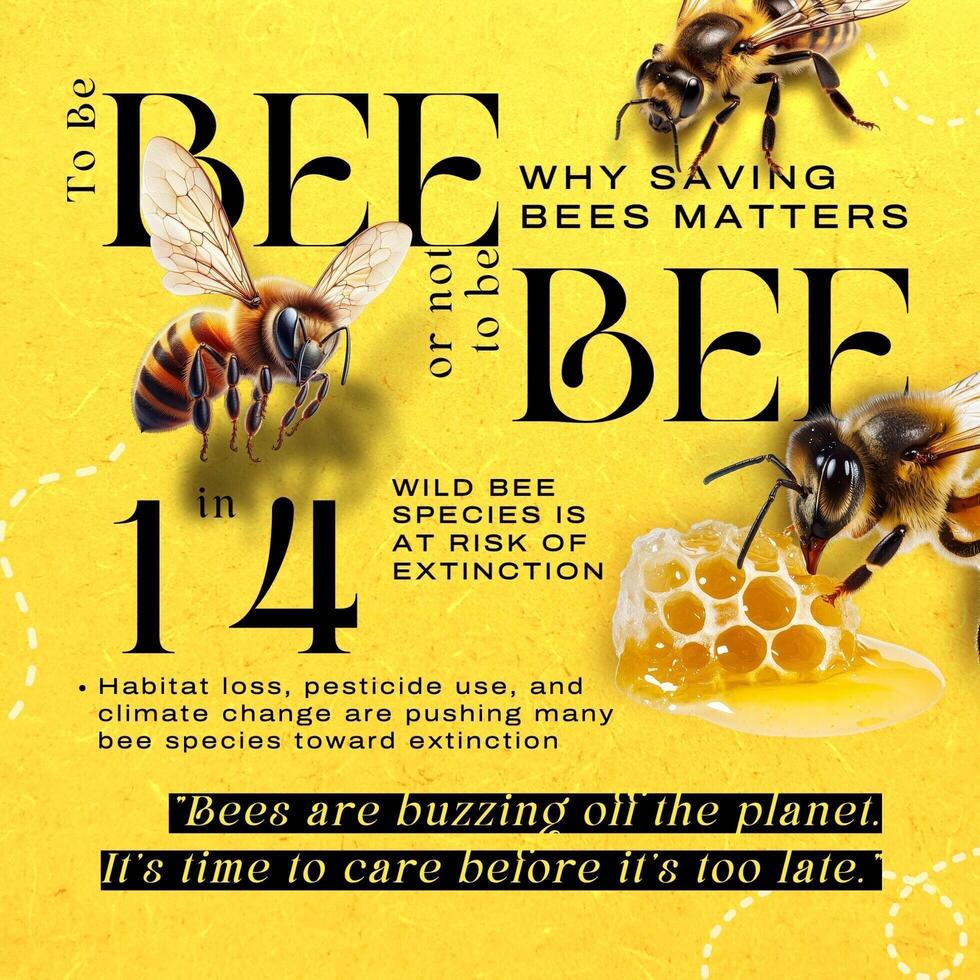 Save The Bees Infographic Instagram Carousel Post template