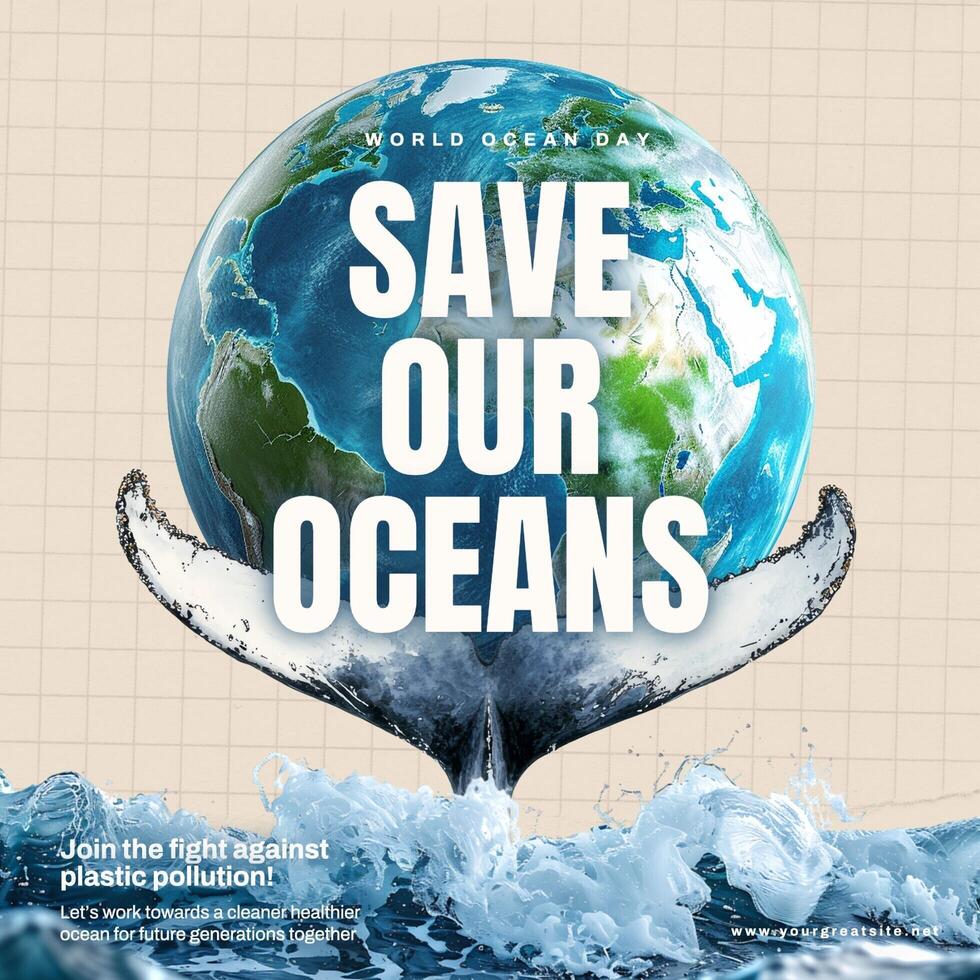 world ocean day social media post template