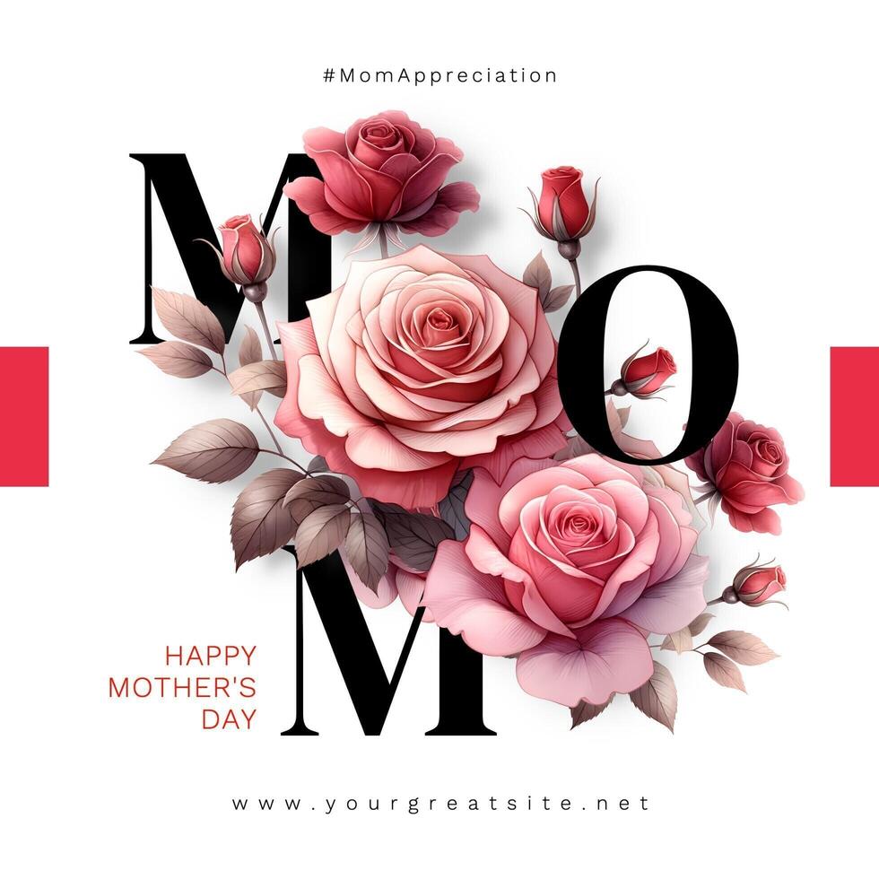 Red White Happy Mother's Day Instagram Post template