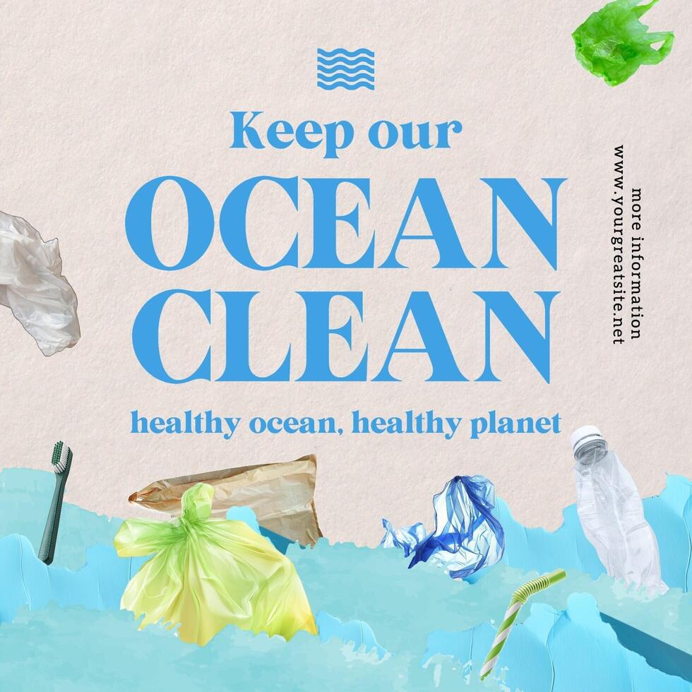 ocean day post social media template
