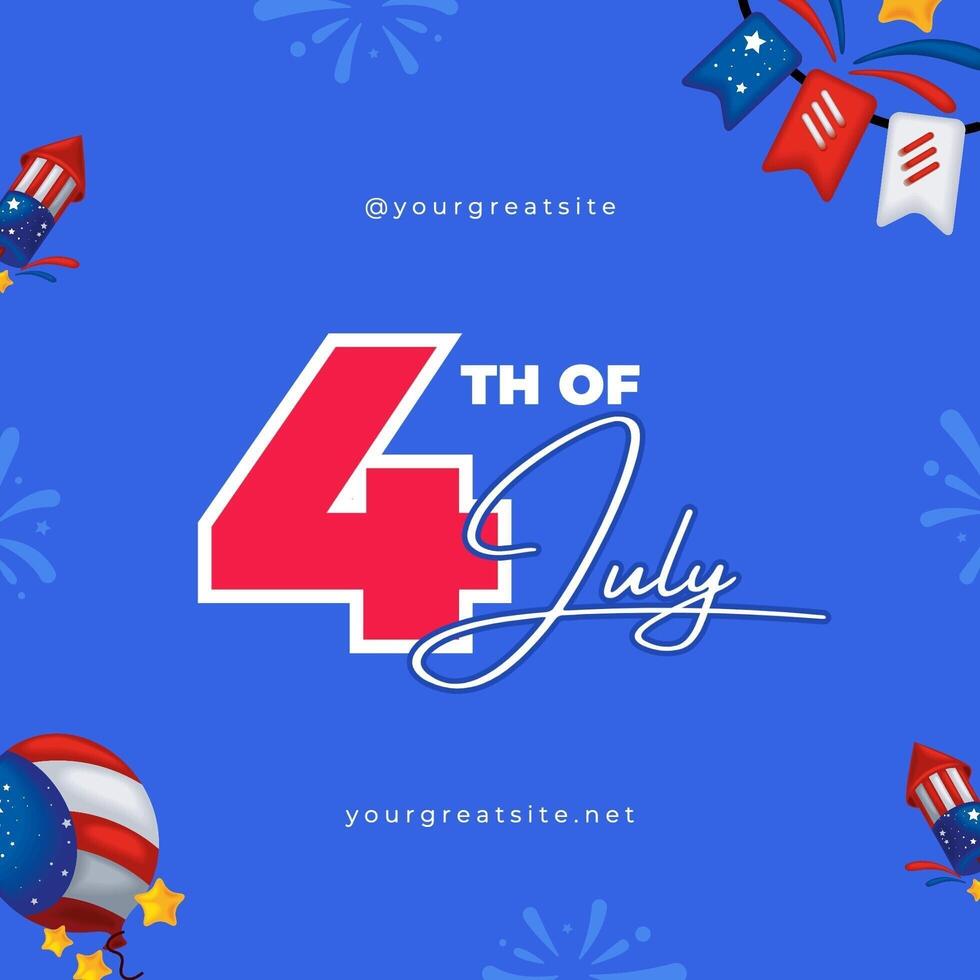 blue red 4th of july instagram post template
