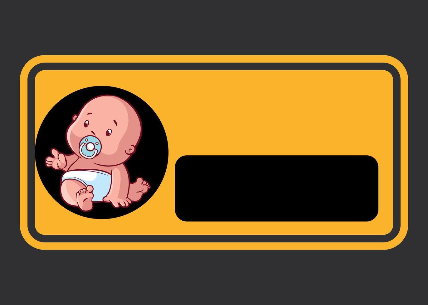 yellow rectangular sticker baby on board on dark background vector