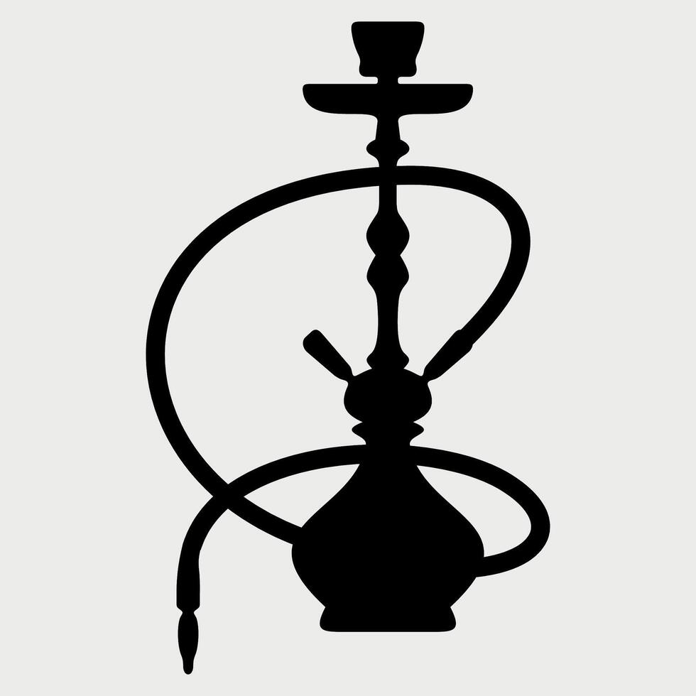 stylized black and white hookah icon on white background vector