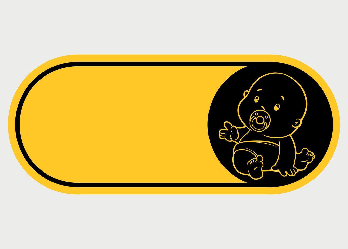 colored stylized rectangular yellow sticker baby on board isolated on white background vector
