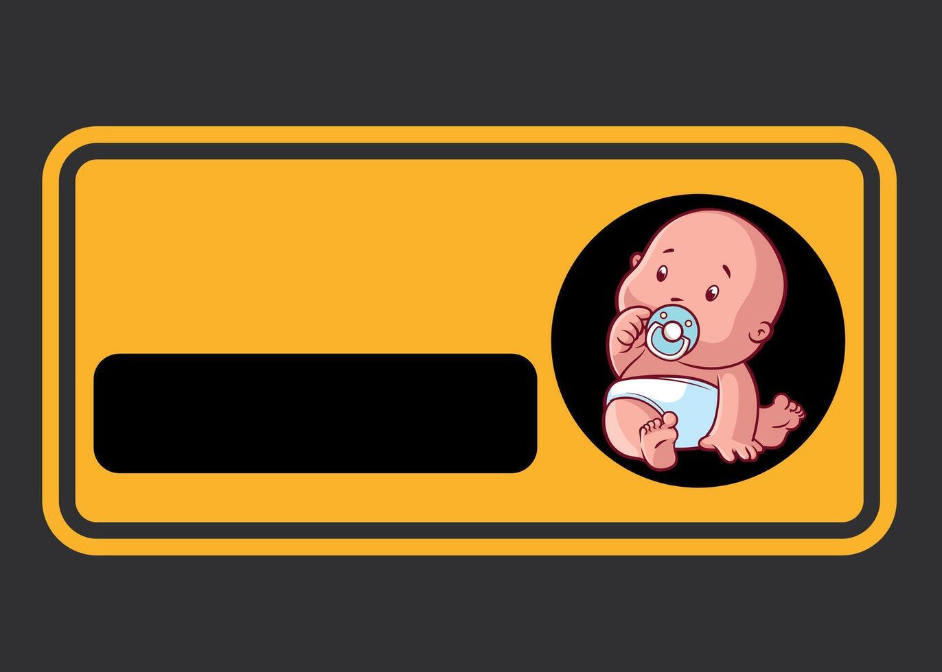 car yellow rectangular sticker baby on board on dark background vector