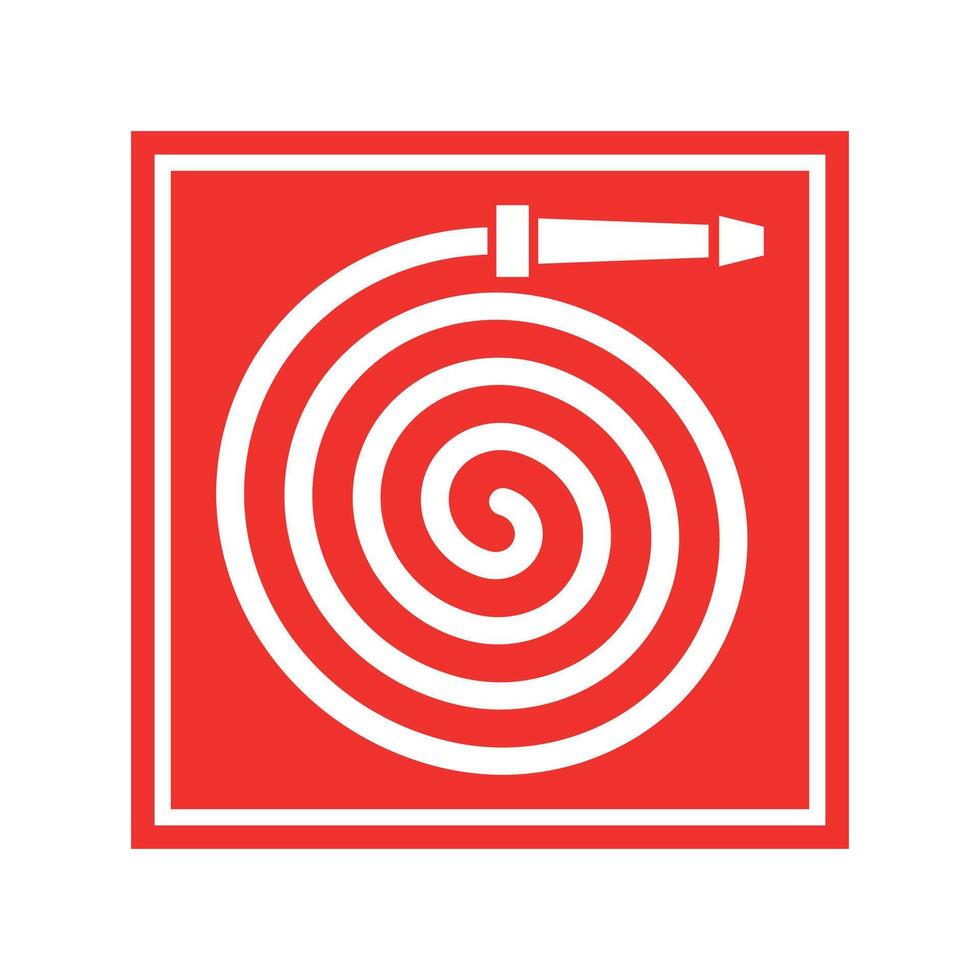 stylized colored red fire hose icon isolated on white background vector