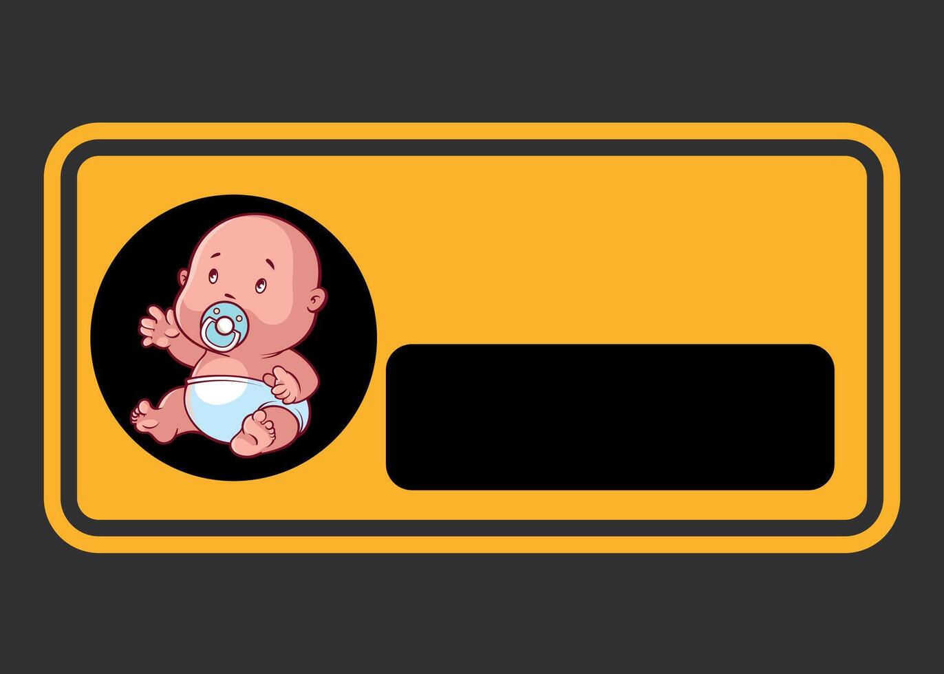 stylized car yellow sticker baby on board on dark background vector