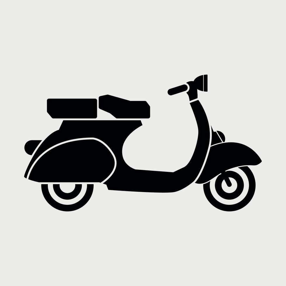 Black and white stylized scooter icon on white background vector
