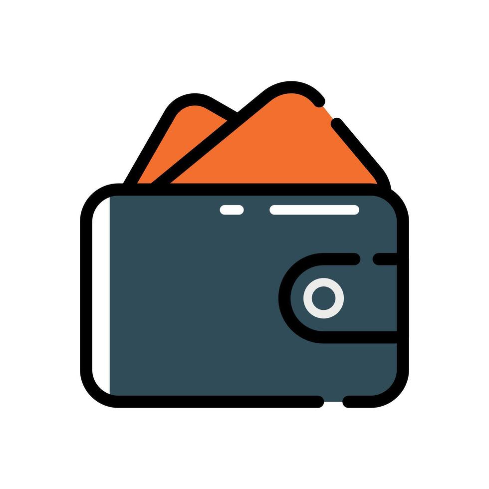 colorful stylized blue and orange wallet icon isolated on white background vector