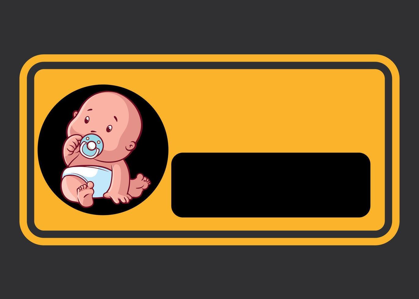stylized car yellow rectangular sticker baby in car isolated on dark background vector