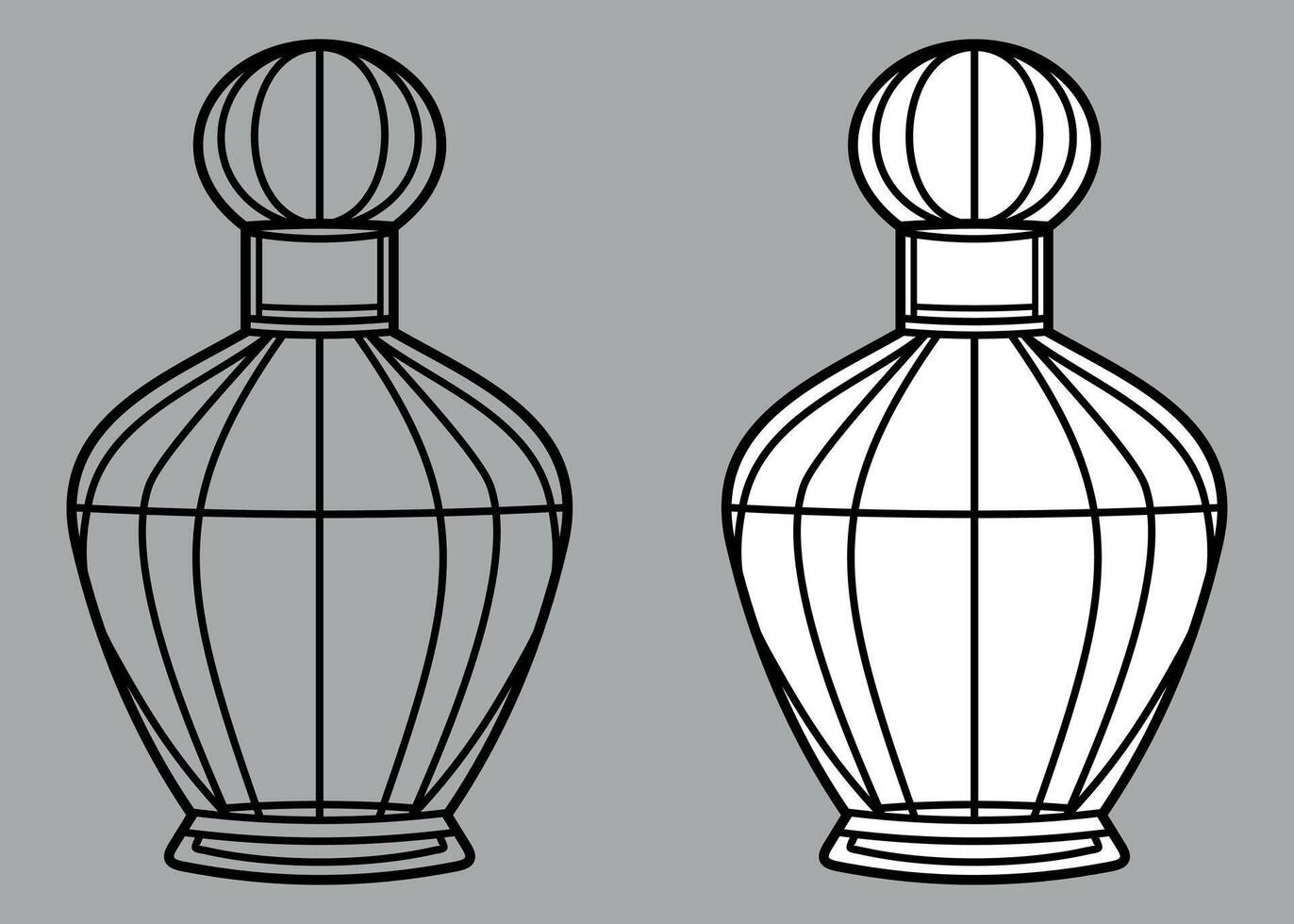 black and white perfume bottle icon isolated on grey background vector