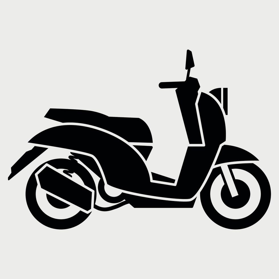 Black and white stylized scooter icon isolated on white background vector