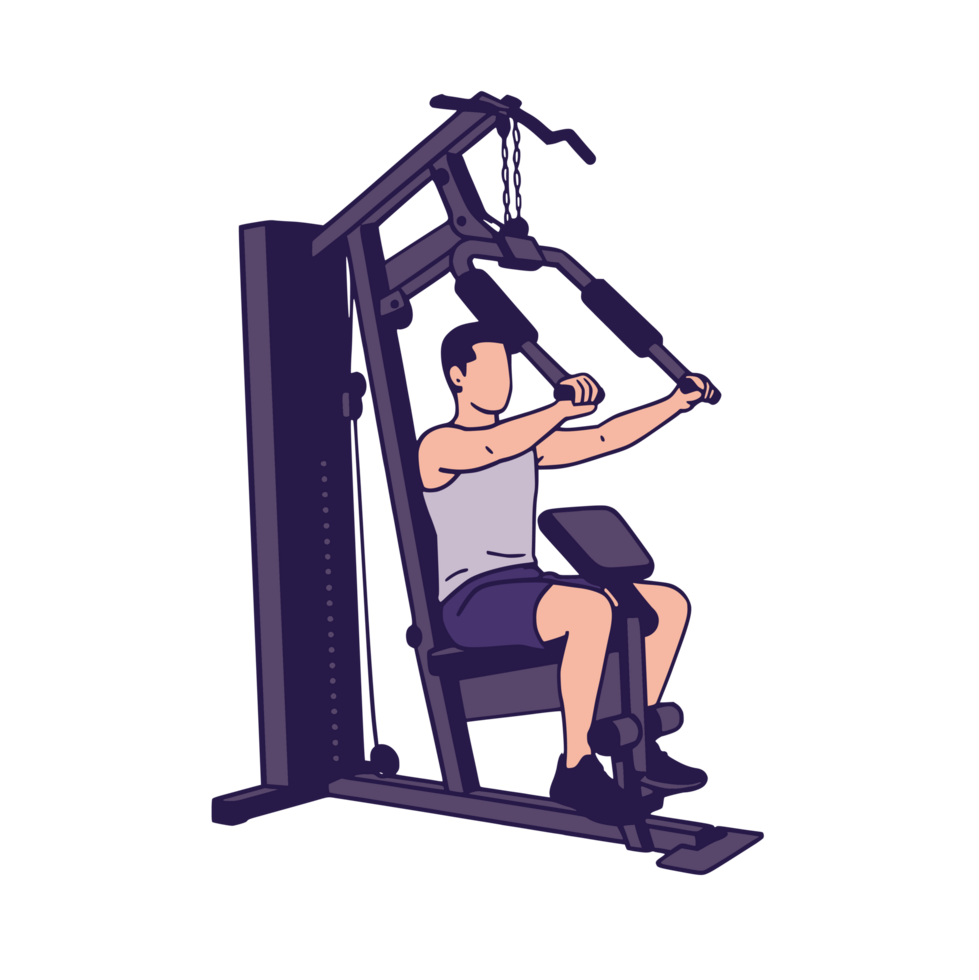 man using the gym machine isolated on transparent background png
