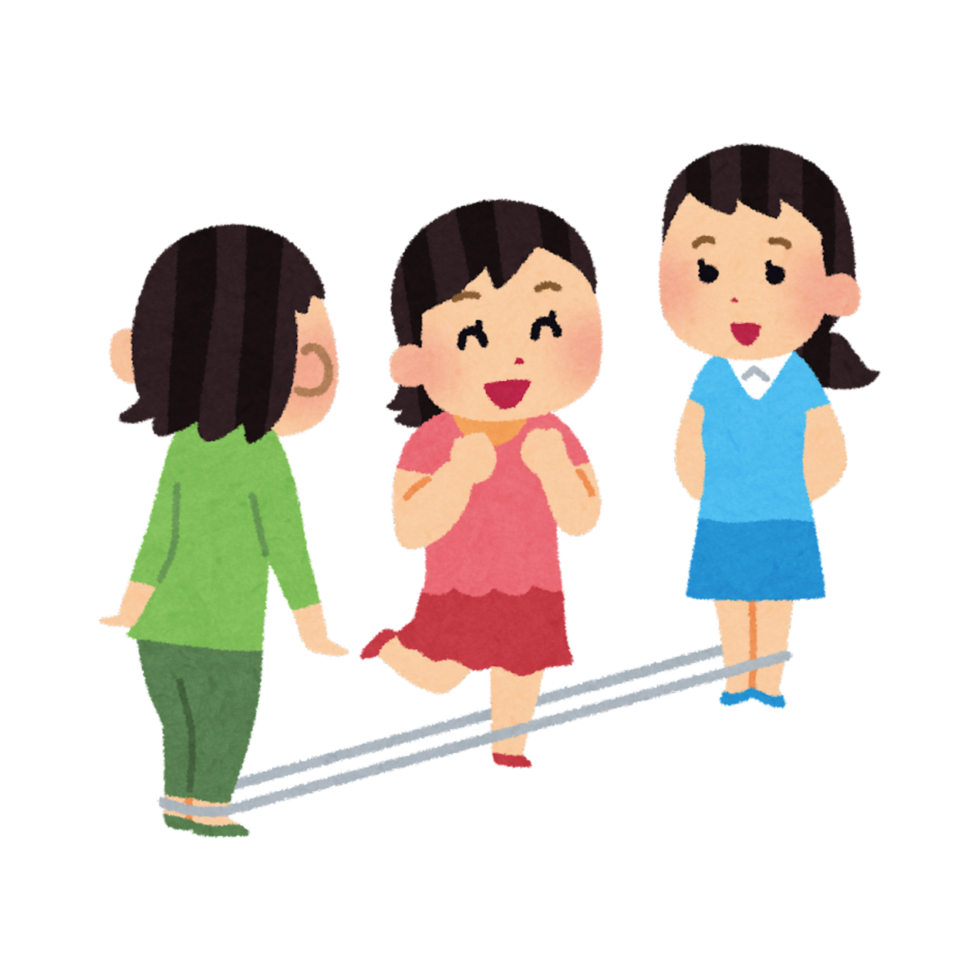 Three girls playing on a rope png