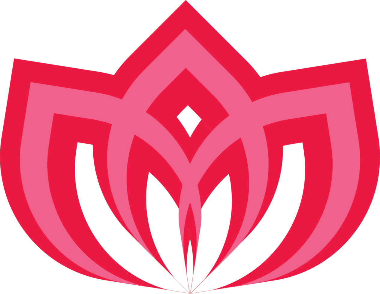 Abstract Red and Pink Geometric Symbol with Lotus Theme png